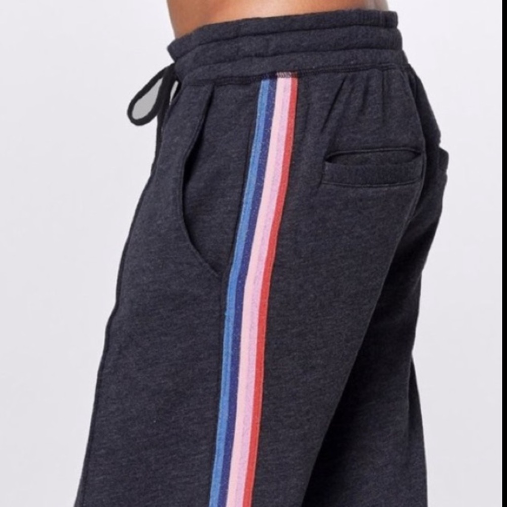 🎉3 HPs NWT SPIRITUAL GANGSTER CROP CROPPED PANTS W SPARKLE RAINBOW SIDE STRIPE!
